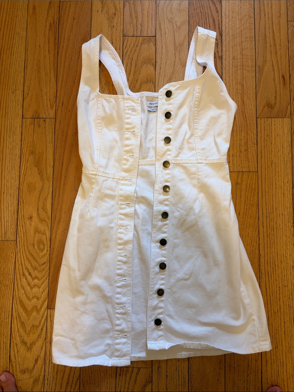 Urban Outfitters White Button-Front Mini Dress white denim- size 0